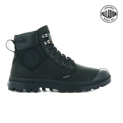 Palladium Pampa Shield WP+ LTH Men's Boots Black | UK D809-VQG